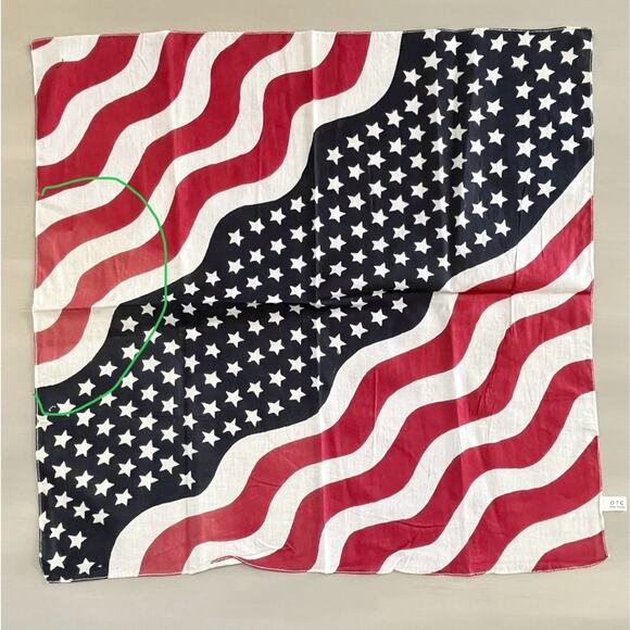 Set of 2 Vintage Handkerchief Bandana Wavy Stars Stripes July 4th Red White Blue - Picture 7 of 8